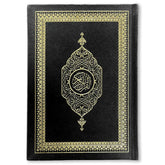 Zwart Arabisch Suède Koran met goudgeletterde calligraphy en decoratieve rand